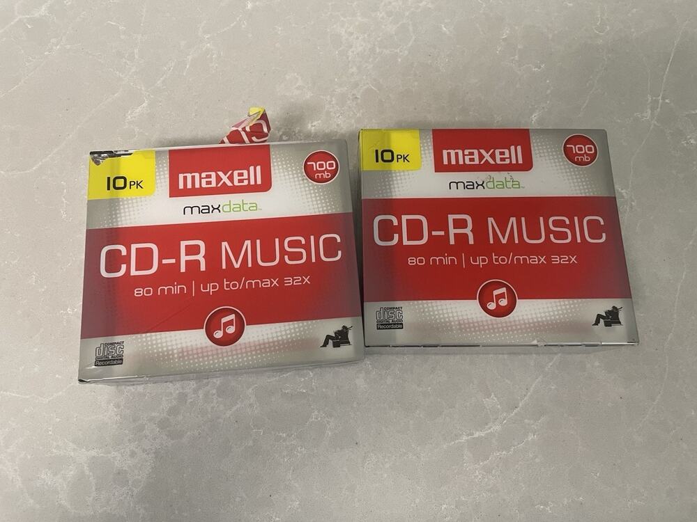 2 Maxell 10PK CD-R Music Recording 32x 80 Min 700 MB Compact Disc